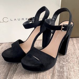 Lauren Conrad Black peep-toe heels